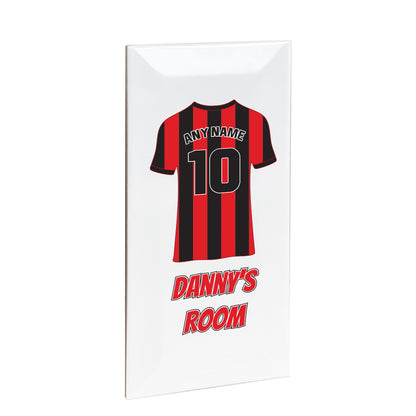 Personalised Premium Ceramic Children's Football Door Plaque - Premier Championship Football Team Shirt Style