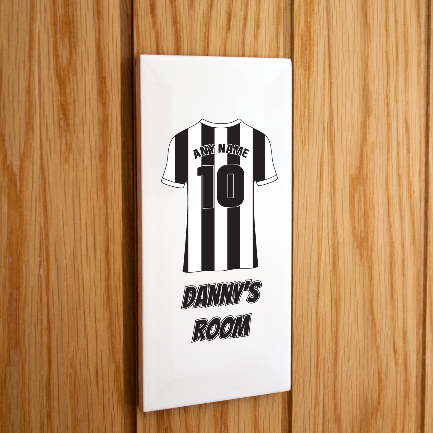 Personalised Premium Ceramic Children's Football Door Plaque - Premier Championship Football Team Shirt Style