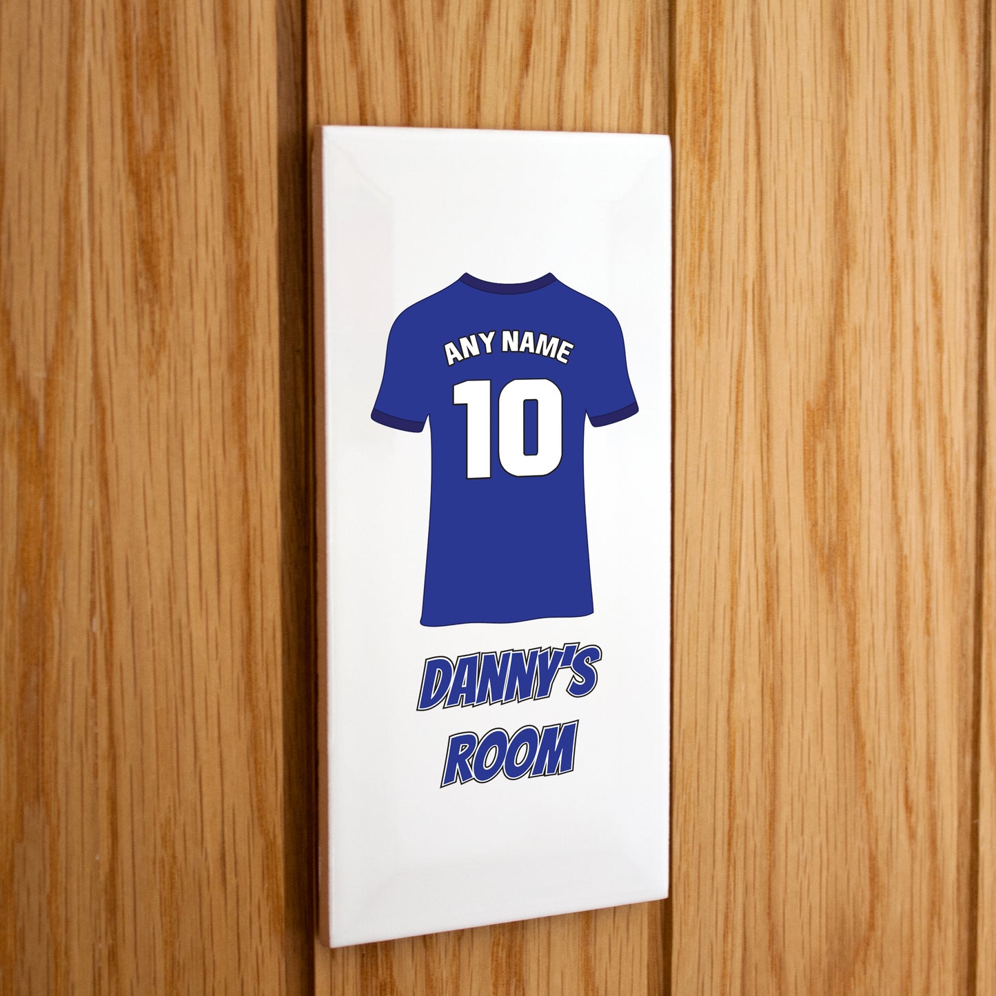 Personalised Premium Ceramic Children's Football Door Plaque - Premier Championship Football Team Shirt Style
