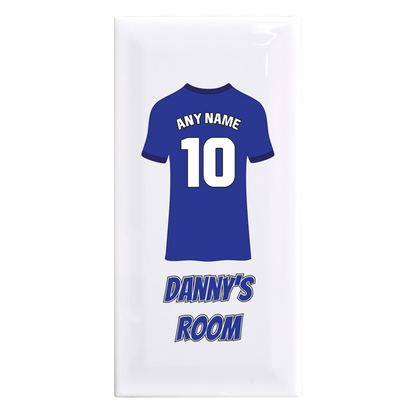 Personalised Premium Ceramic Children's Football Door Plaque - Premier Championship Football Team Shirt Style