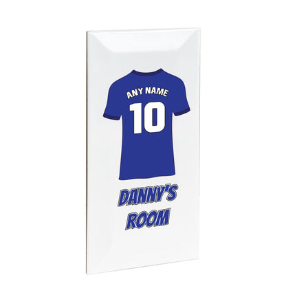 Personalised Premium Ceramic Children's Football Door Plaque - Premier Championship Football Team Shirt Style