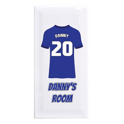 Personalised Premium Ceramic Children's Football Door Plaque - Premier Championship Football Team Shirt Style