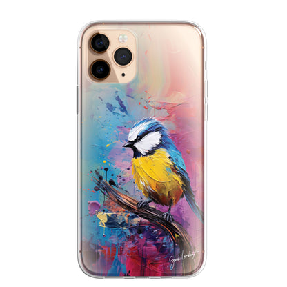 British Birds Phone Case Palette Knife Art CLEAR Cover Case for iPhone 15 14 13 12 Pro +