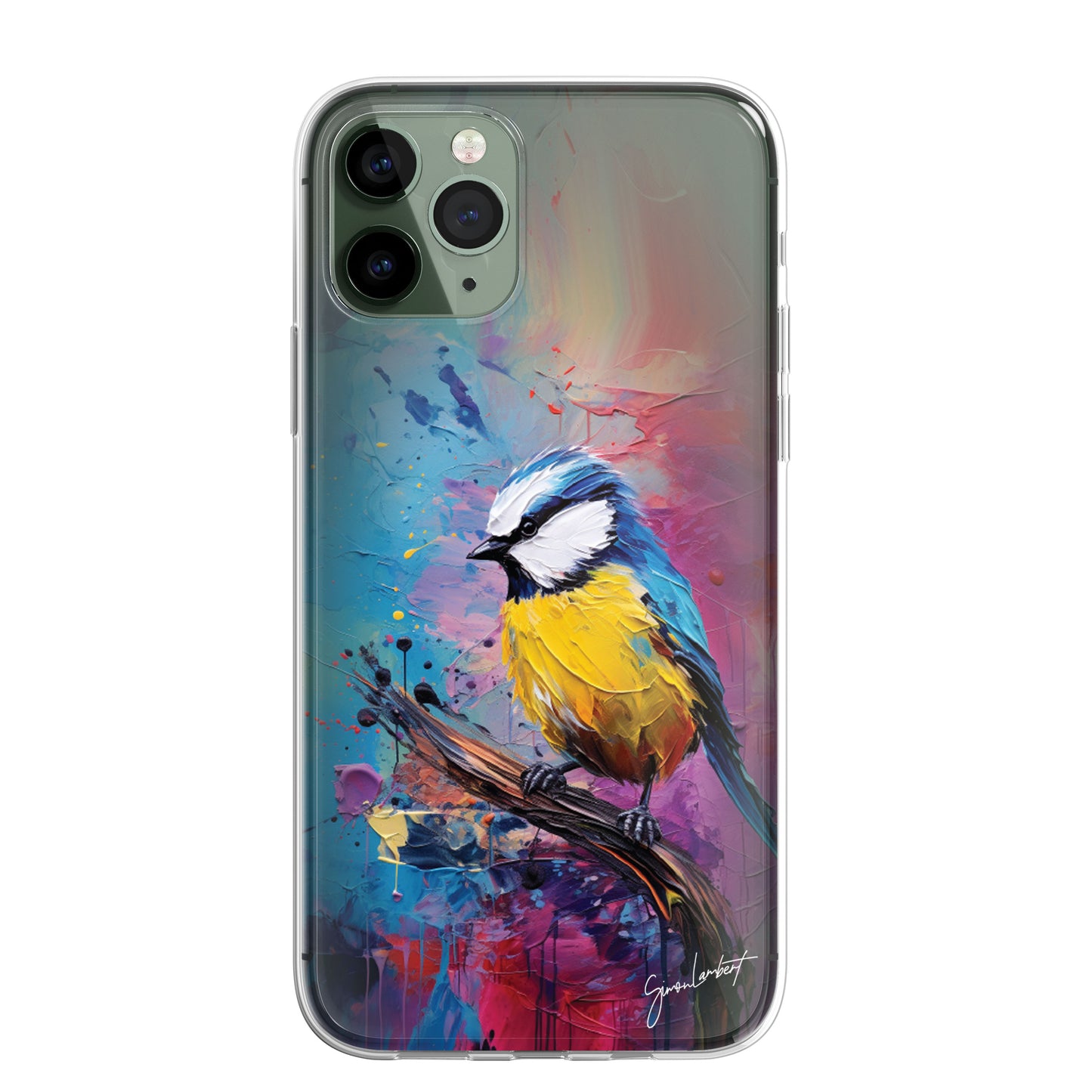 British Birds Phone Case Palette Knife Art CLEAR Cover Case for iPhone 15 14 13 12 Pro +