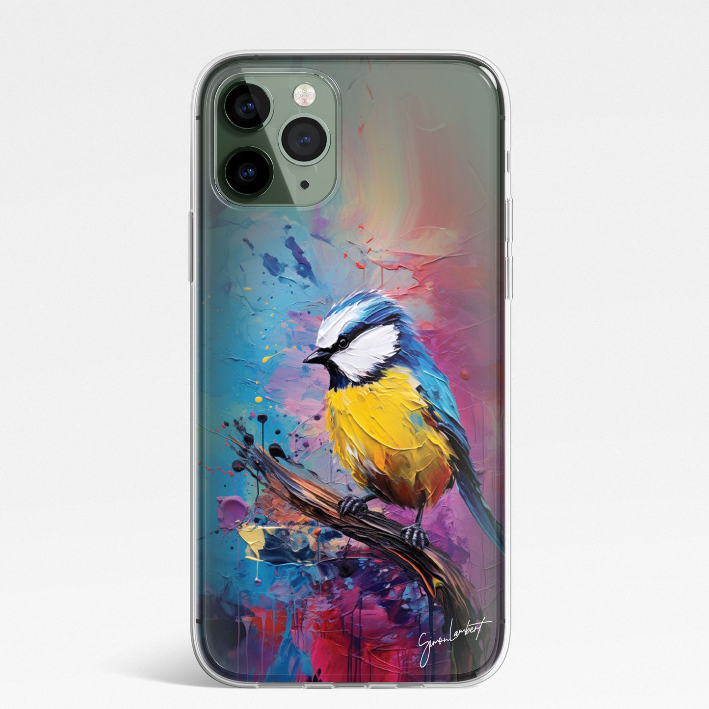 British Birds Phone Case Palette Knife Art CLEAR Cover Case for iPhone 15 14 13 12 Pro +