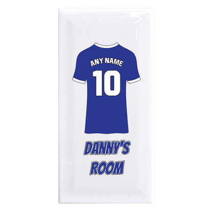 Personalised Premium Ceramic Children's Football Door Plaque - Premier Championship Football Team Shirt Style