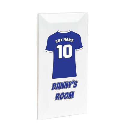 Personalised Premium Ceramic Children's Football Door Plaque - Premier Championship Football Team Shirt Style