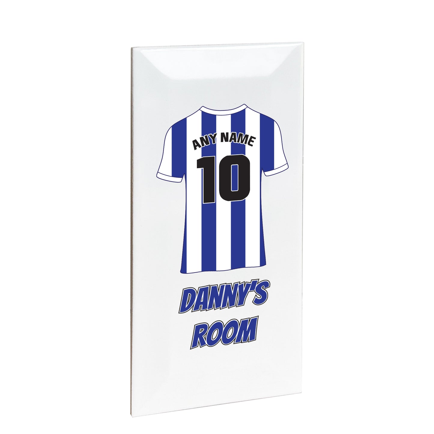 Personalised Premium Ceramic Children's Football Door Plaque - Premier Championship Football Team Shirt Style