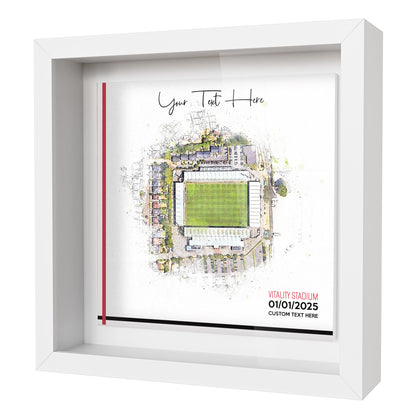 Framed Ceramic Tile Art: Personalised Football Stadium Art Print, Custom Aerial Map - ANY STADIUM Worldwide, Bespoke Text, Football Gift Keepsake