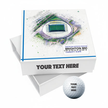 Personalised Branded 9 Golf Ball Set in Football Stadium Customised Box - Soccer Themed Golfer's Gift, Father's Day, Retirement, Birthday