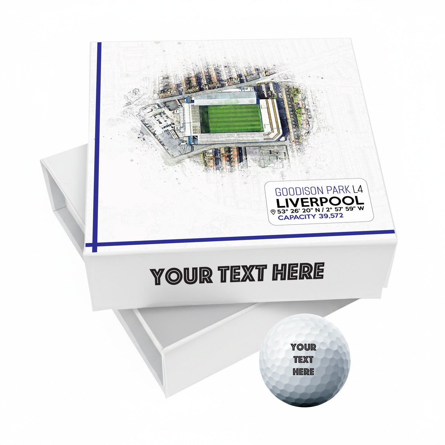 Personalised Branded 9 Golf Ball Set in Football Stadium Customised Box - Soccer Themed Golfer's Gift, Father's Day, Retirement, Birthday