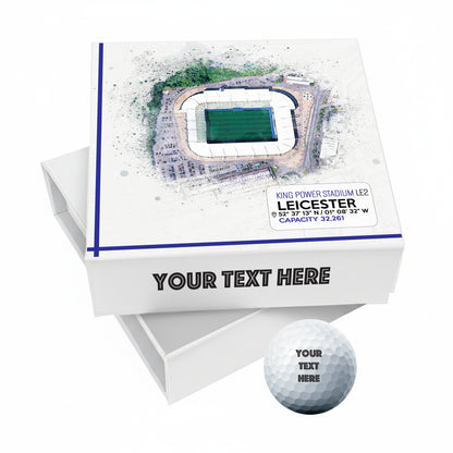 Personalised Branded 9 Golf Ball Set in Football Stadium Customised Box - Soccer Themed Golfer's Gift, Father's Day, Retirement, Birthday