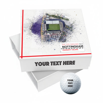 Personalised Branded 9 Golf Ball Set in Football Stadium Customised Box - Soccer Themed Golfer's Gift, Father's Day, Retirement, Birthday