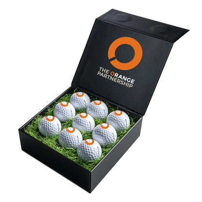 Personalised 9 Golf Ball Gift Set with Custom Branded Box | Corporate Golf Day & Company Logo Gifts