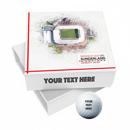Personalised Branded 9 Golf Ball Set in Football Stadium Customised Box - Soccer Themed Golfer's Gift, Father's Day, Retirement, Birthday