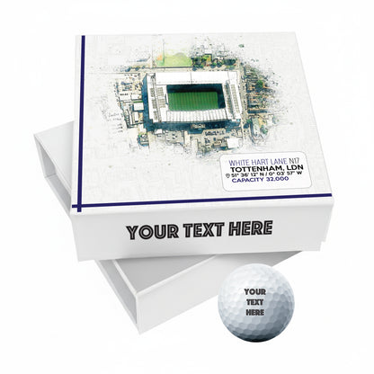 Personalised Branded 9 Golf Ball Set in Football Stadium Customised Box - Soccer Themed Golfer's Gift, Father's Day, Retirement, Birthday