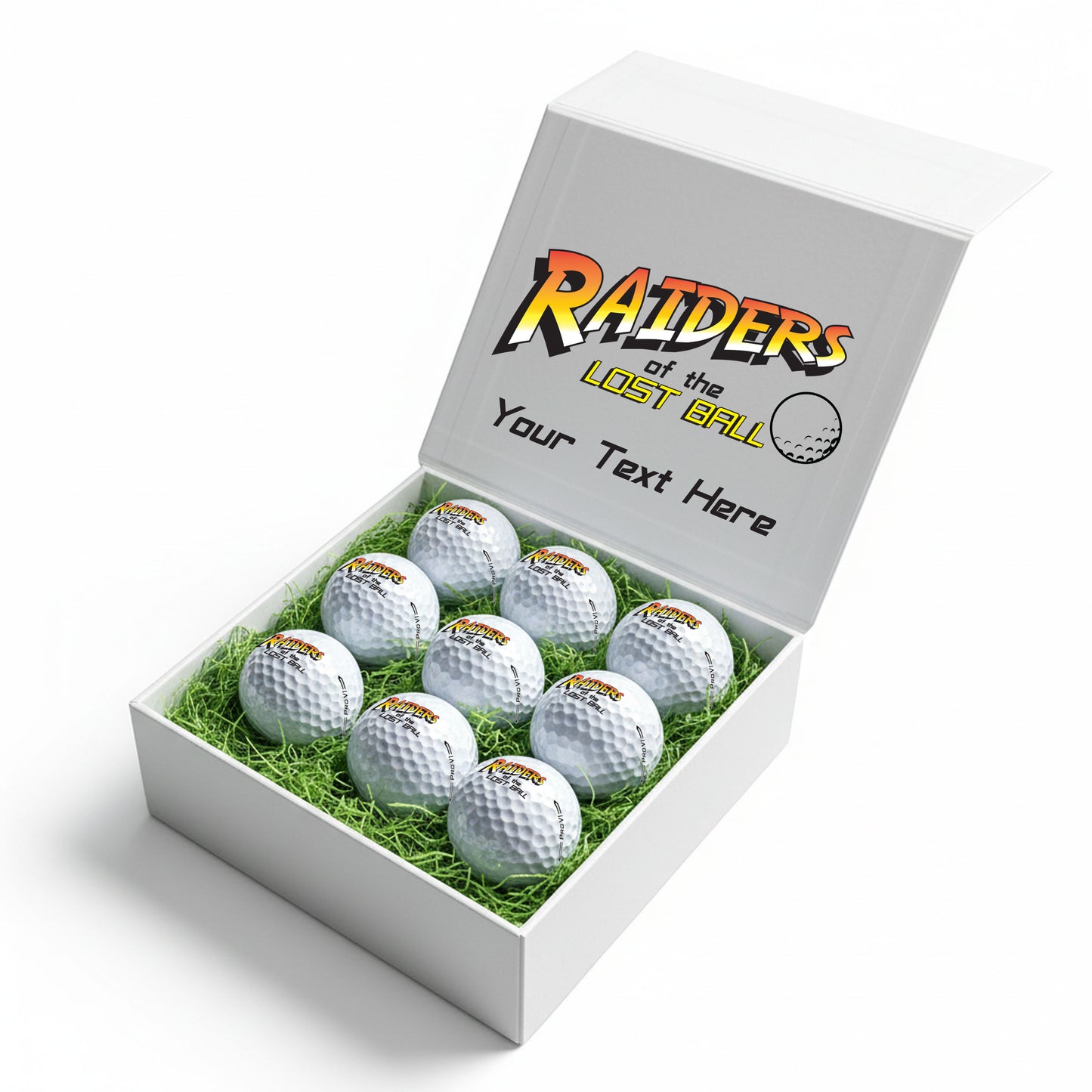 Indiana Jones: Personalised Branded 9 Golf Ball Set in Customised Box - Novelty Movie Themed Golfer's Gift, Father's Day, Retirement, Birthday