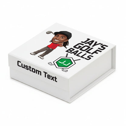 Personalised 9 Golf Ball Set in Customised Box - Your Own Caricature with Branded Balls: Novelty Golfer's Gift, Father's Day, Birthday