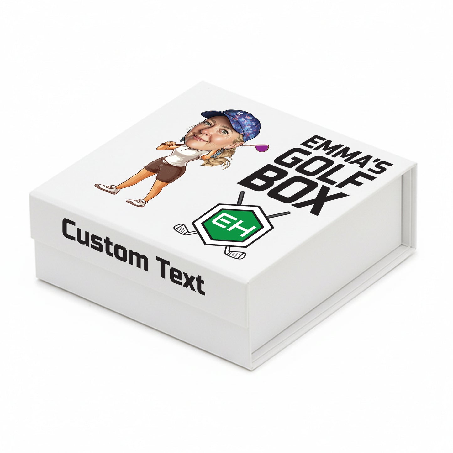 Personalised 9 Golf Ball Set in Customised Box - Your Own Caricature with Branded Balls: Novelty Golfer's Gift, Father's Day, Birthday