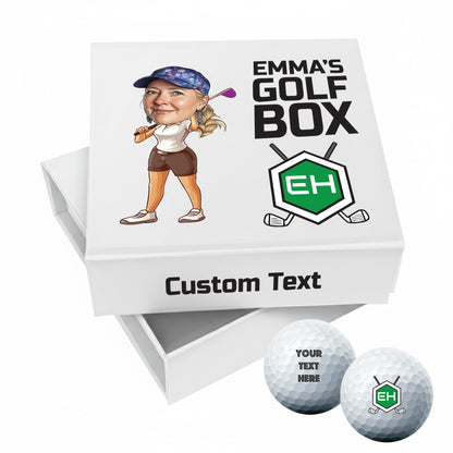 Personalised 9 Golf Ball Set in Customised Box - Your Own Caricature with Branded Balls: Novelty Golfer's Gift, Father's Day, Birthday