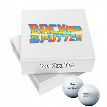 BACK TO THE PUTTER!: Personalised Branded 9 Golf Ball Set in Customised Box - Back to the Future Novelty Movie Terminator Themed Golfer's Gift, Father's Day, Retirement, Birthday