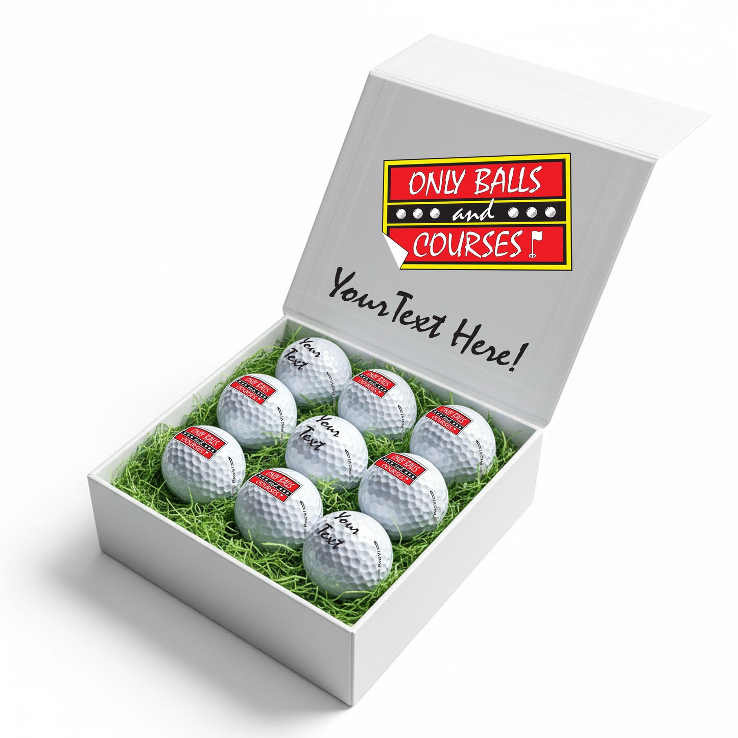 Only Fools and Horses Themed: Personalised Branded 9 Golf Ball Set in Customised Box - Golfer's Gift, Father's Day, Wedding Favour, Birthday, Valentines, Pet Photo Text Logo
