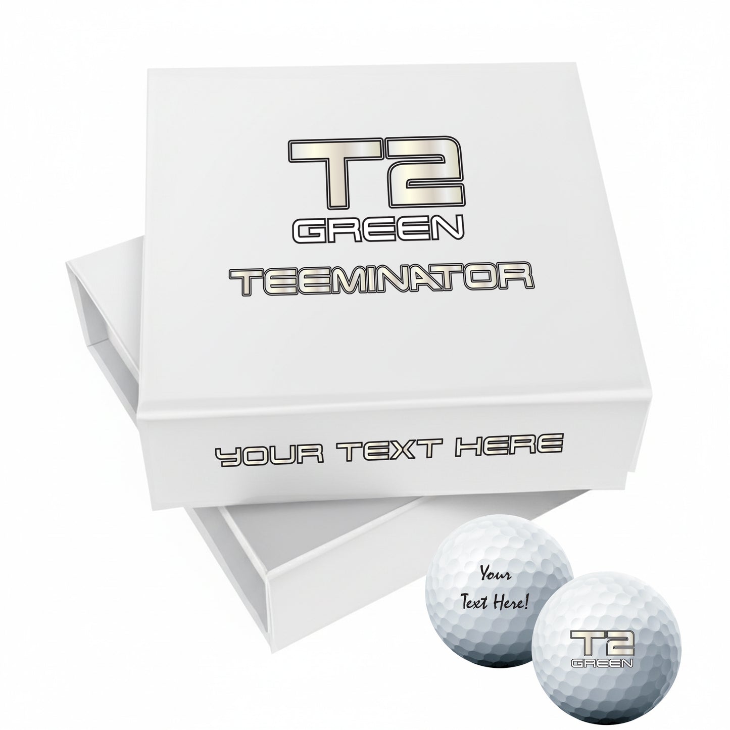 TEEMINATOR: Personalised Branded 9 Golf Ball Set in Customised Box - Novelty Movie Terminator Themed Golfer's Gift, Father's Day, Retirement, Birthday