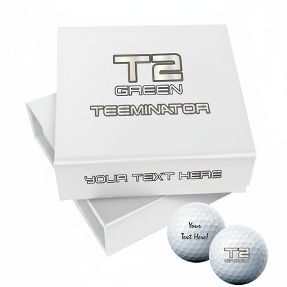 TEEMINATOR: Personalised Branded 9 Golf Ball Set in Customised Box - Novelty Movie Terminator Themed Golfer's Gift, Father's Day, Retirement, Birthday