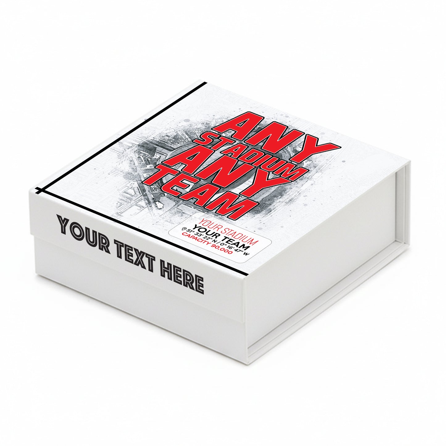 Personalised Branded 9 Golf Ball Set in Football Stadium Customised Box - Soccer Themed Golfer's Gift, Father's Day, Retirement, Birthday