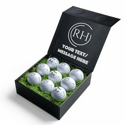 Personalised 9 Golf Ball Set in Customised Box - Your Own Monograms Initials with Branded Balls: Novelty Golfer's Gift, Father's Day, Birthday