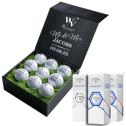 Windmill Village Personalised 9 Golf Ball Set in Branded Customised Box