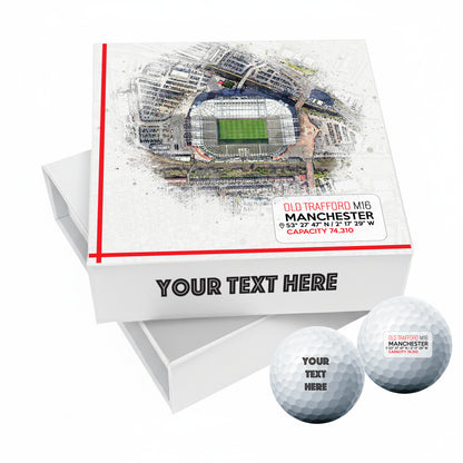 Personalised Branded 9 Golf Ball Set in Football Stadium Customised Box - Soccer Themed Golfer's Gift, Father's Day, Retirement, Birthday