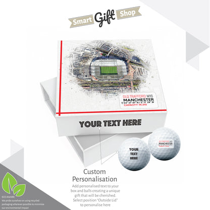 Personalised Branded 9 Golf Ball Set in Football Stadium Customised Box - Soccer Themed Golfer's Gift, Father's Day, Retirement, Birthday