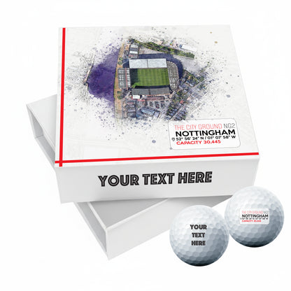 Personalised Branded 9 Golf Ball Set in Football Stadium Customised Box - Soccer Themed Golfer's Gift, Father's Day, Retirement, Birthday