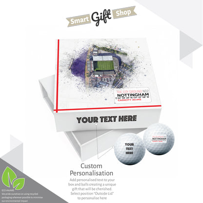 Personalised Branded 9 Golf Ball Set in Football Stadium Customised Box - Soccer Themed Golfer's Gift, Father's Day, Retirement, Birthday