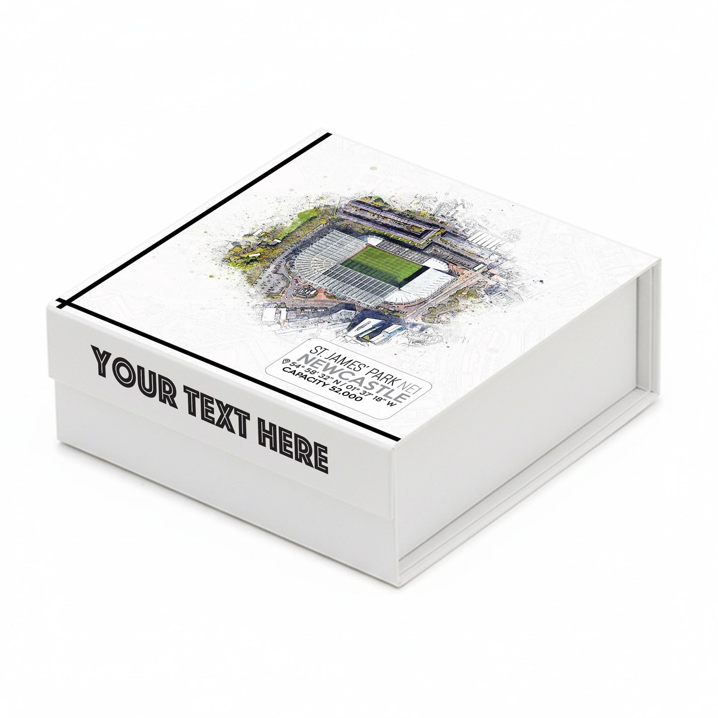 Personalised Branded 9 Golf Ball Set in Football Stadium Customised Box - Soccer Themed Golfer's Gift, Father's Day, Retirement, Birthday