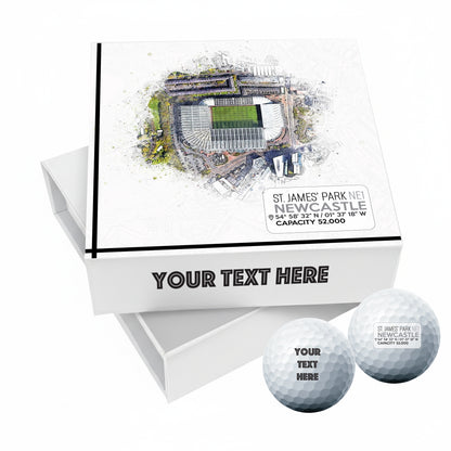 Personalised Branded 9 Golf Ball Set in Football Stadium Customised Box - Soccer Themed Golfer's Gift, Father's Day, Retirement, Birthday