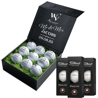 Windmill Village Personalised 9 Golf Ball Set in Branded Customised Box