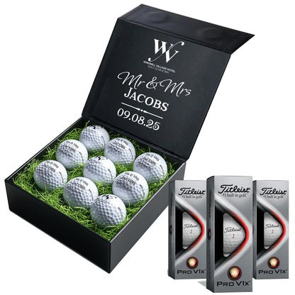 Windmill Village Personalised 9 Golf Ball Set in Branded Customised Box