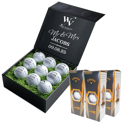 Windmill Village Personalised 9 Golf Ball Set in Branded Customised Box