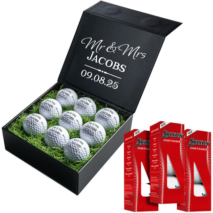 Personalised Branded 9 Golf Ball Set in Customised Box - Golfer's Gift, Father's Day, Wedding Favour, Birthday, Valentines, Pet Photo Text Logo