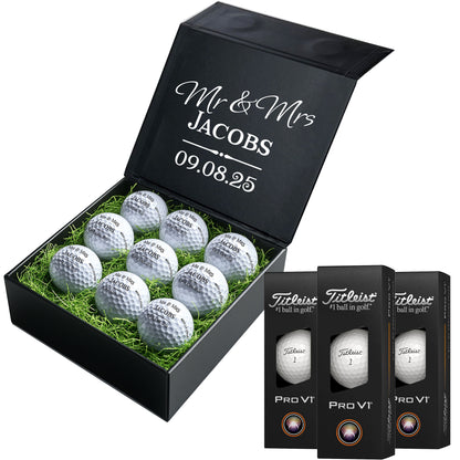 Personalised Branded 9 Golf Ball Set in Customised Box - Golfer's Gift, Father's Day, Wedding Favour, Birthday, Valentines, Pet Photo Text Logo