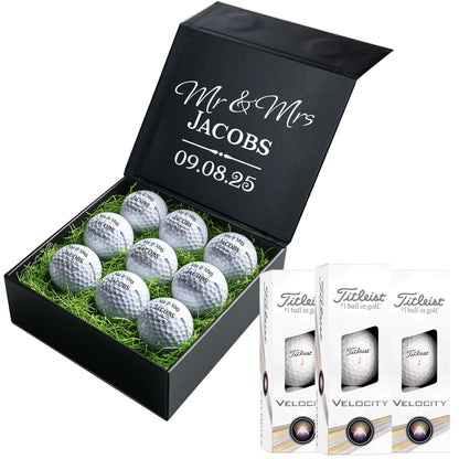 Personalised Branded 9 Golf Ball Set in Customised Box - Golfer's Gift, Father's Day, Wedding Favour, Birthday, Valentines, Pet Photo Text Logo