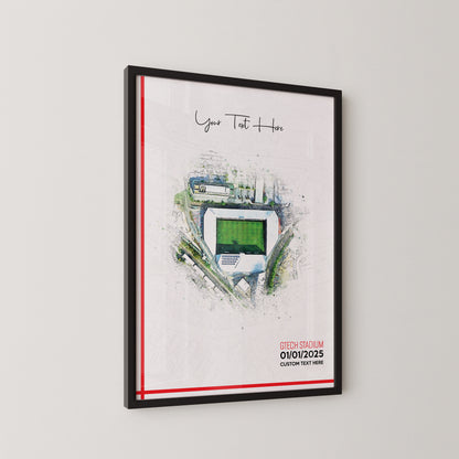 Brentford, 'Gtech Stadium' Football Stadium Poster Artwork, Personalised Watercolour Art Print, Custom Aerial Layout - Framing options available ANY STADIUM Worldwide.