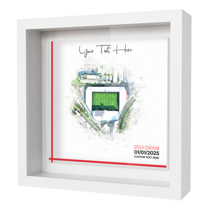 Framed Ceramic Tile Art: Personalised Football Stadium Art Print, Custom Aerial Map - ANY STADIUM Worldwide, Bespoke Text, Football Gift Keepsake