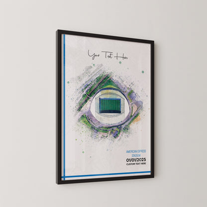 Brighton, 'American Express' Football Stadium Poster Artwork, Personalised Watercolour Art Print, Custom Aerial Layout - Framing options available ANY STADIUM Worldwide.