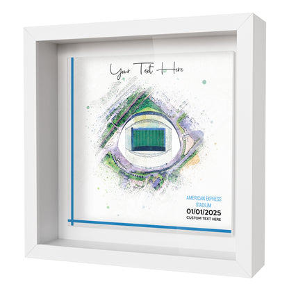 Framed Ceramic Tile Art: Personalised Football Stadium Art Print, Custom Aerial Map - ANY STADIUM Worldwide, Bespoke Text, Football Gift Keepsake