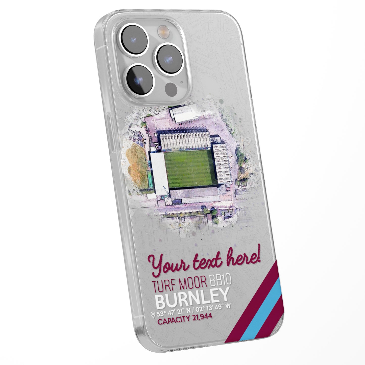 Personalised Phone Case Cover Football Team Stadium Water Colour Effect Style Customised for iPhone 16 15 14 13 12 11 Range