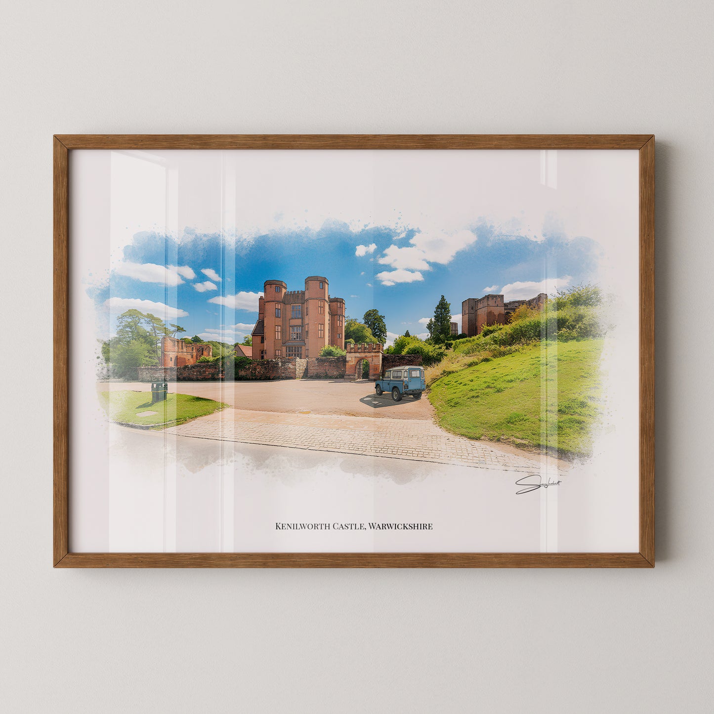 Kenilworth, Warwickshire Local Landmark Print - Kenilworth Castle by Simon Lambert. Framed or Unframed Print Various Sizes