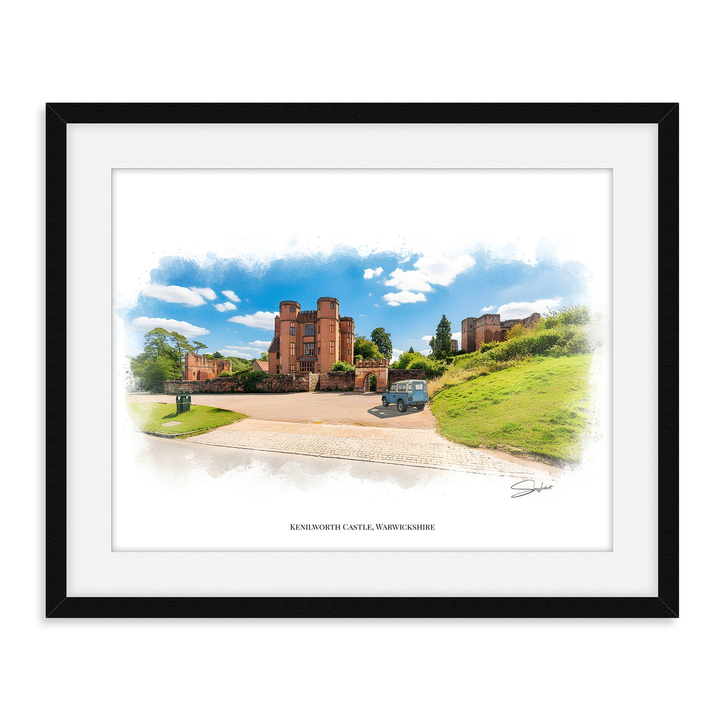 Kenilworth, Warwickshire Local Landmark Print - Kenilworth Castle by Simon Lambert. Framed or Unframed Print Various Sizes